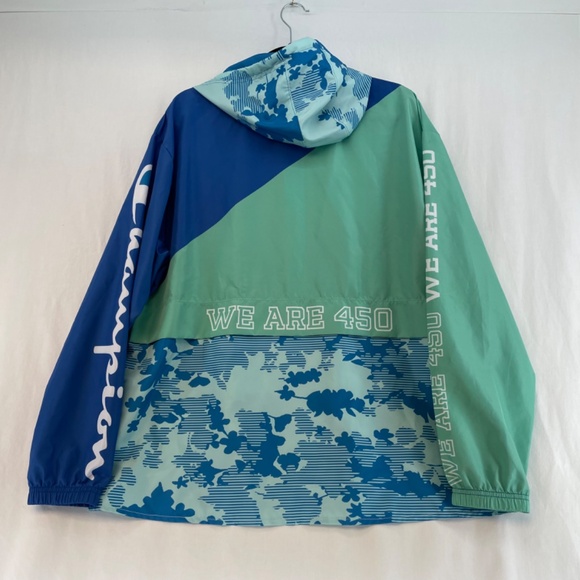 Champion Think 450 NBPA Rare Lightweight Half Zip Jacket Blue and Green - Picture 11 of 15